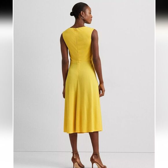 NWT Ralph Lauren Twist Front Jersey Yellow Dress Size 12 - Picture 2 of 13